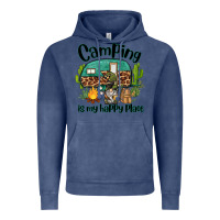 Vintage Denim camping is my happy place caravan and gnome Vintage Hoodie - BarkalooDesign