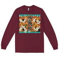 Burgundy texas sunflower cactus cowhide Long Sleeve Tee - Artiststas