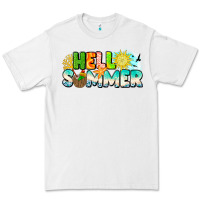 White Hello Summer Premium Tee - CowhideDigitalArt