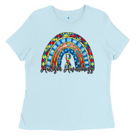 Baby Blue autism awareness rainbow Ladies Tee - RacoonDesign