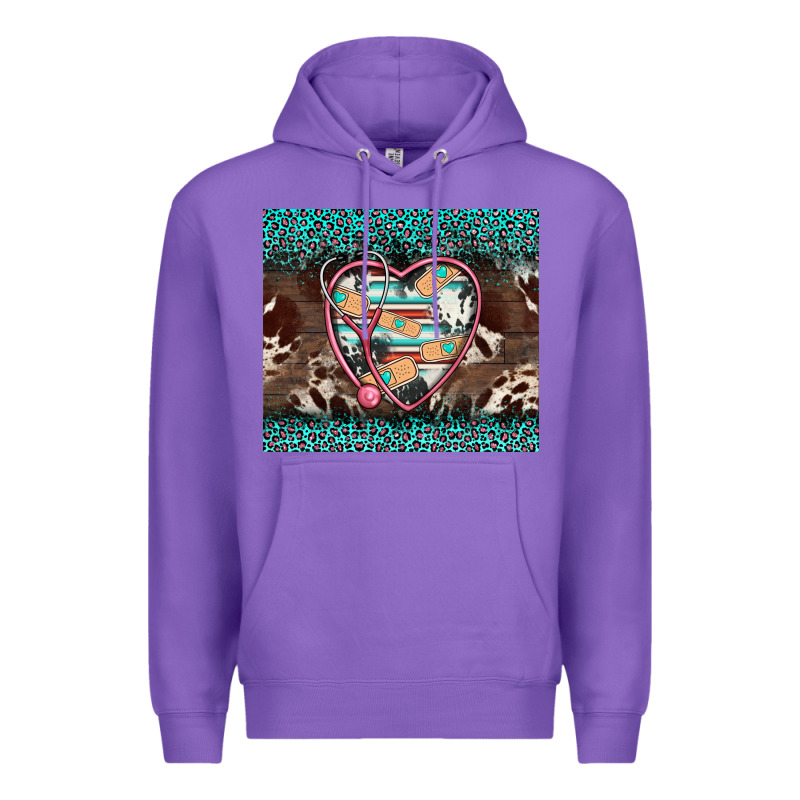 Western Nurse Stethoscope Turquoise Leopardes Premium Hoodie by BarkalooDesign | Teevron