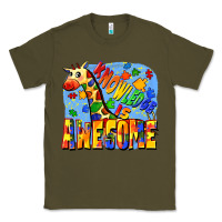 Army Green Knowledge is awesome Autism giraffe Classic Tee - FaDigitalArtStudio