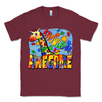 Burgundy Knowledge is awesome Autism giraffe Classic Tee - FaDigitalArtStudio