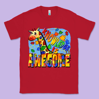 Knowledge Is Awesome Autism Giraffe Classic Tee Designed By Fadigitalartstudio