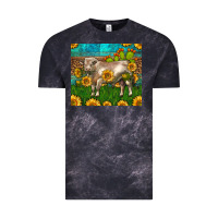 Cloud Black Western Charolais Bull With Sunflowers Vintage Tee - LillyAllenDesigns