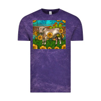 Cloud Purple Western Charolais Bull With Sunflowers Vintage Tee - LillyAllenDesigns