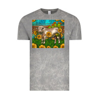 Cloud Rock Western Charolais Bull With Sunflowers Vintage Tee - LillyAllenDesigns