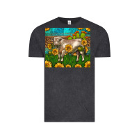 Vintage Black Western Charolais Bull With Sunflowers Vintage Tee - LillyAllenDesigns