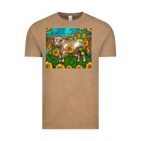 Vintage Coffee Western Charolais Bull With Sunflowers Vintage Tee - LillyAllenDesigns