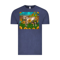Western Charolais Bull With Sunflowers Vintage Tee | Teevron