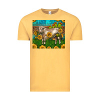 Vintage Mustard Western Charolais Bull With Sunflowers Vintage Tee - LillyAllenDesigns