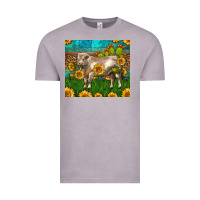 Vintage Zinc Western Charolais Bull With Sunflowers Vintage Tee - LillyAllenDesigns