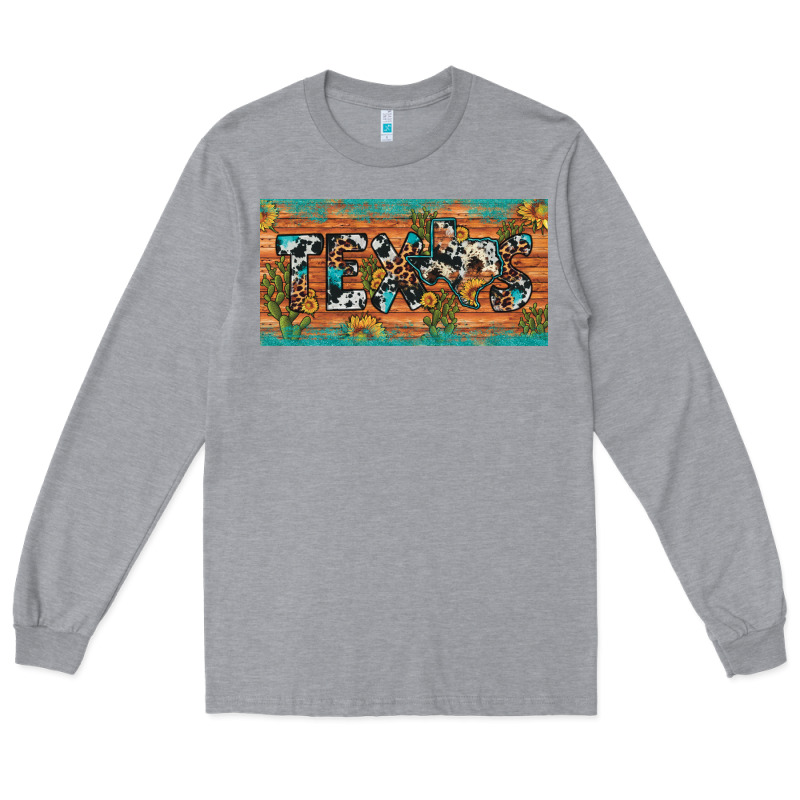 Texas Sunflower Cactus Cowhide Leopard Licence Plate Long Sleeve Tee by Artiststas | Teevron