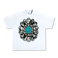 White cowhide aztec gemstone Urban Heavy Tee - RanaPortraitStore