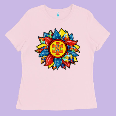 Autism Sunflower Ladies Tee Designed By Racoondesign