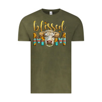 Vintage Olive Western Blessed Mom Charolais Bull Vintage Tee - LillyAllenDesigns