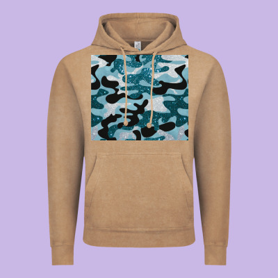 Blue Camouflage Glitter Vintage Hoodie Designed By Barkaloodesign