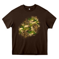 Chocolate Brown camouflage and leopard patch  5 Heavy Core Tee - BundleAndBundleShop