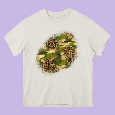 Camouflage And Leopard Patch  5 Heavy Core Tee Designed By Bundleandbundleshop