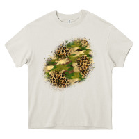 Cream camouflage and leopard patch  5 Heavy Core Tee - BundleAndBundleShop