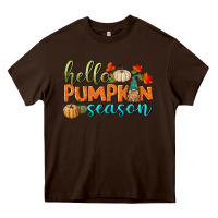 Chocolate Brown hello pumpkin season Heavy Core Tee - BundleAndBundleShop