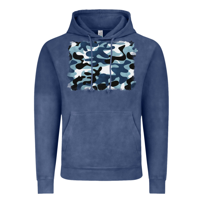 Blue Camouflage Background Vintage Hoodie by BarkalooDesign | Teevron