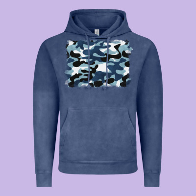 Blue Camouflage Background Vintage Hoodie Designed By Barkaloodesign