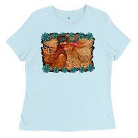 Baby Blue chicken western Ladies Tee - RacoonDesign
