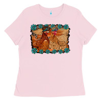 Bubblegum Pink chicken western Ladies Tee - RacoonDesign