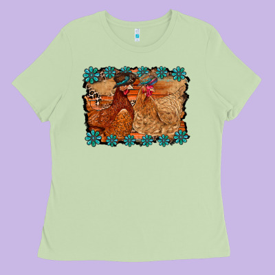 Chicken Western Ladies Tee Designed By Racoondesign