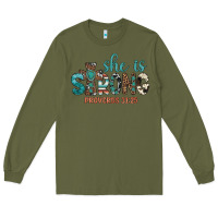 Army Green she is strong Long Sleeve Tee - Artiststas