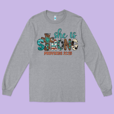 She Is Strong Long Sleeve Tee Designed By Artiststas