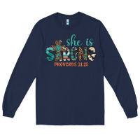 Navy she is strong Long Sleeve Tee - Artiststas