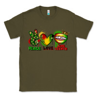 Army Green peace love juneteenth Classic Tee - FaDigitalArtStudio