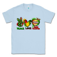 Dusty Blue peace love juneteenth Classic Tee - FaDigitalArtStudio