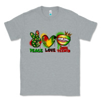 Heather Grey peace love juneteenth Classic Tee - FaDigitalArtStudio