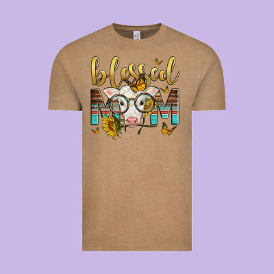 Western Blessed Mom Baby Calf Vintage Tee Designed By Lillyallendesigns