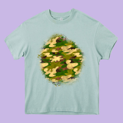 Camouflage Patch Heavy Core Tee Designed By Bundleandbundleshop