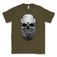 Army Green creepy bald and bearded skull for halloween & skeletons fans t shirt Classic Tee - baoMotion