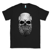 Black creepy bald and bearded skull for halloween & skeletons fans t shirt Classic Tee - baoMotion