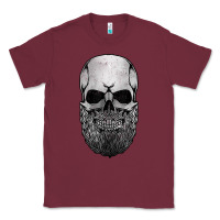 Burgundy creepy bald and bearded skull for halloween & skeletons fans t shirt Classic Tee - baoMotion