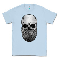 Dusty Blue creepy bald and bearded skull for halloween & skeletons fans t shirt Classic Tee - baoMotion