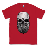 Red creepy bald and bearded skull for halloween & skeletons fans t shirt Classic Tee - baoMotion
