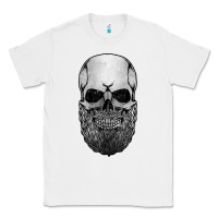 White creepy bald and bearded skull for halloween & skeletons fans t shirt Classic Tee - baoMotion