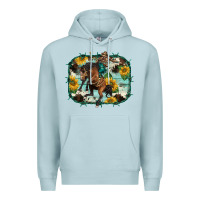 Blue Mist western rodeo horse cowhide sunflowers Premium Hoodie - BarkalooDesign