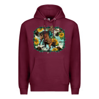 Burgundy western rodeo horse cowhide sunflowers Premium Hoodie - BarkalooDesign