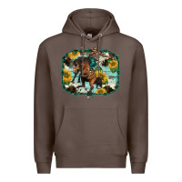 Coffee western rodeo horse cowhide sunflowers Premium Hoodie - BarkalooDesign