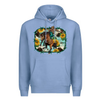 Colony Blue western rodeo horse cowhide sunflowers Premium Hoodie - BarkalooDesign