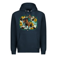 Navy western rodeo horse cowhide sunflowers Premium Hoodie - BarkalooDesign