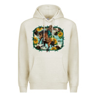 Oatmeal Heather western rodeo horse cowhide sunflowers Premium Hoodie - BarkalooDesign